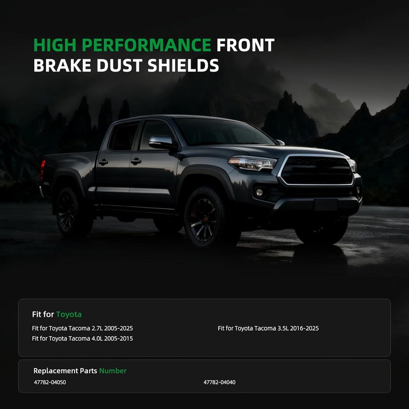 Riyhch Pair Front Brake Dust Shields Right & Left Side,for Toyota Tacoma 2.7L 3.5L 4.0L 2005-2023,47782-04050 47782-04040 2Pcs Front Right and Left Brake Dust Shields - Image 2